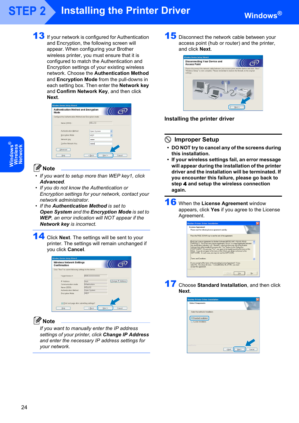 Installing the printer driver, Step 2, Windows | Brother HL-2170W User Manual | Page 26 / 52