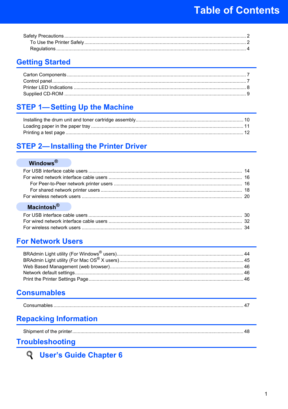 Brother HL-2170W User Manual | Page 3 / 52