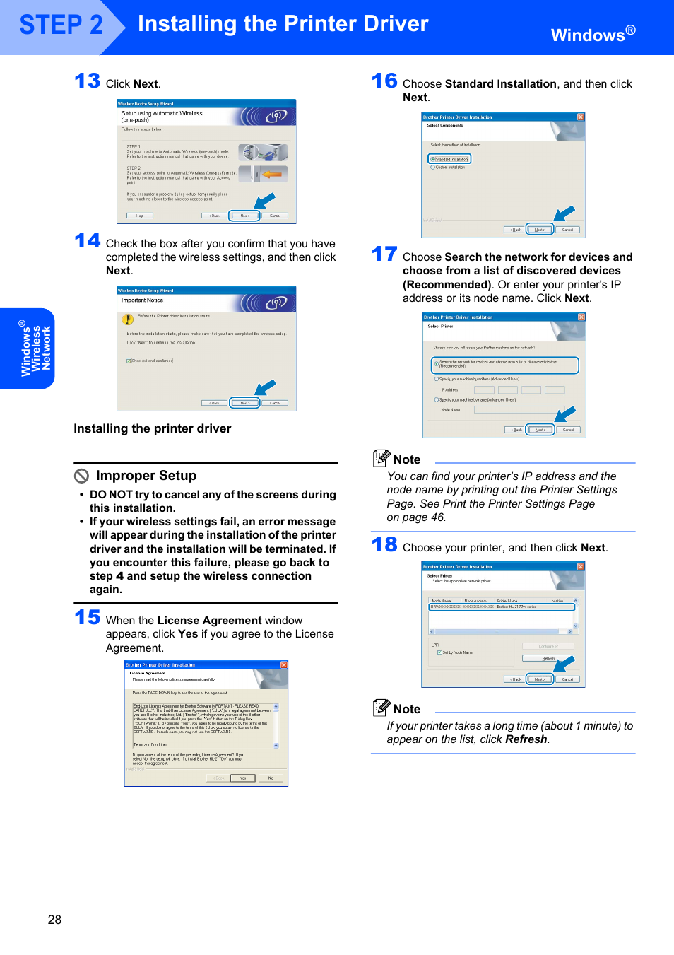 Installing the printer driver, Step 2, Windows | Brother HL-2170W User Manual | Page 30 / 52