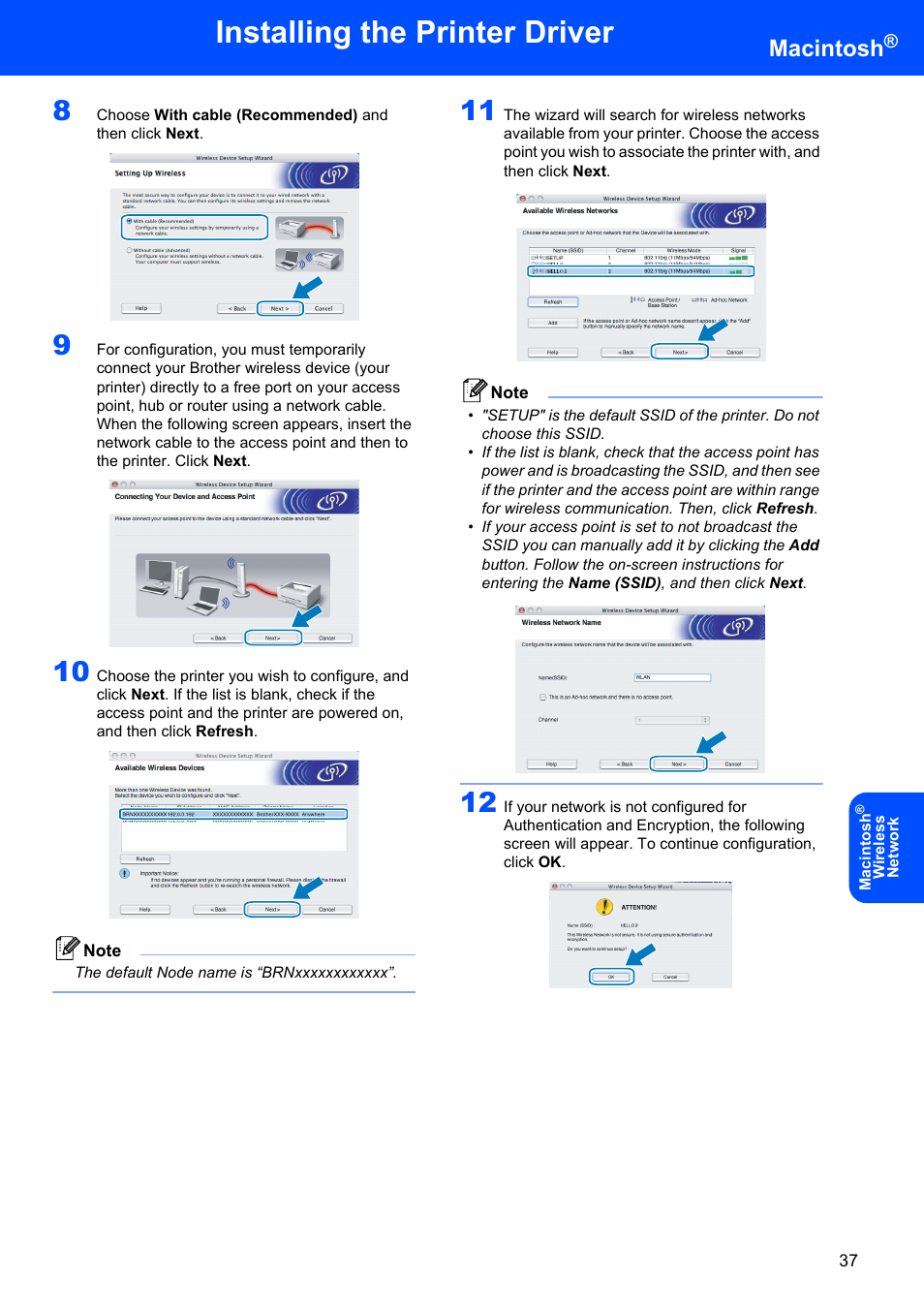 Installing the printer driver, Macintosh | Brother HL-2170W User Manual | Page 39 / 52