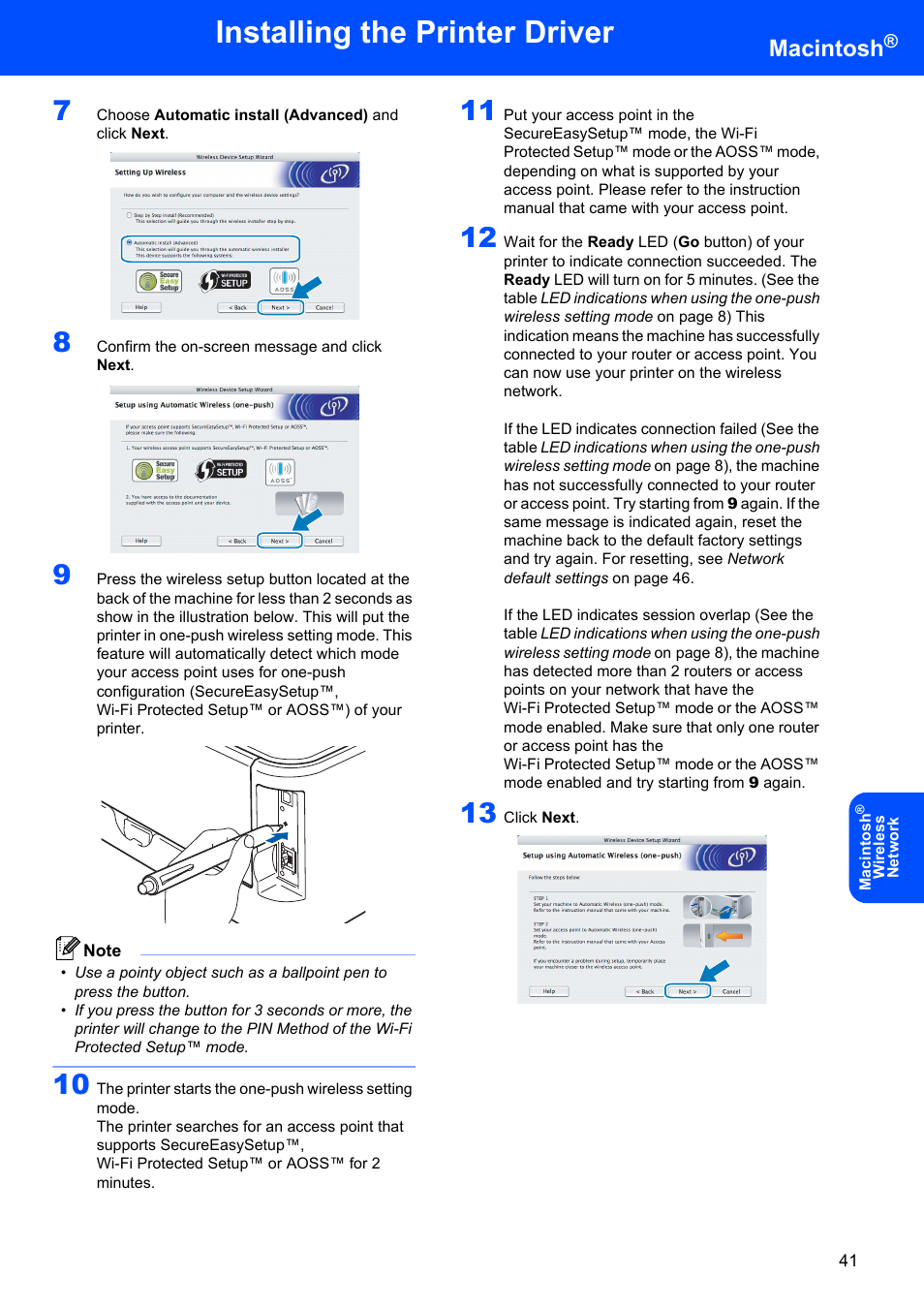 Installing the printer driver, Macintosh | Brother HL-2170W User Manual | Page 43 / 52
