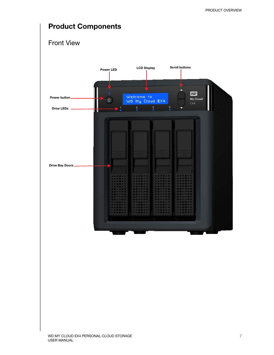 Product components, Front view | Western Digital My Cloud EX4 User Manual User Manual | Page 12 / 170