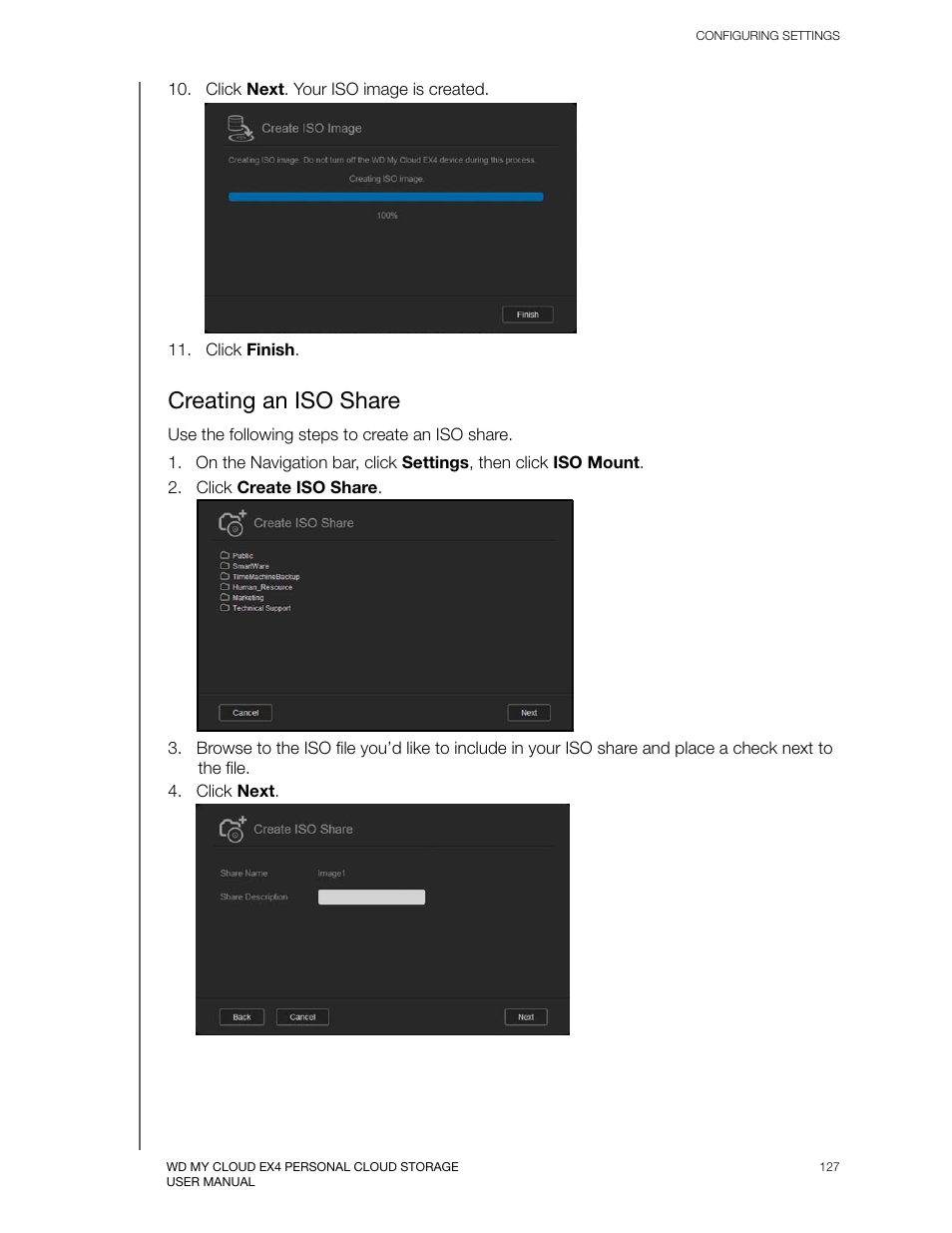Creating an iso share | Western Digital My Cloud EX4 User Manual User Manual | Page 132 / 170