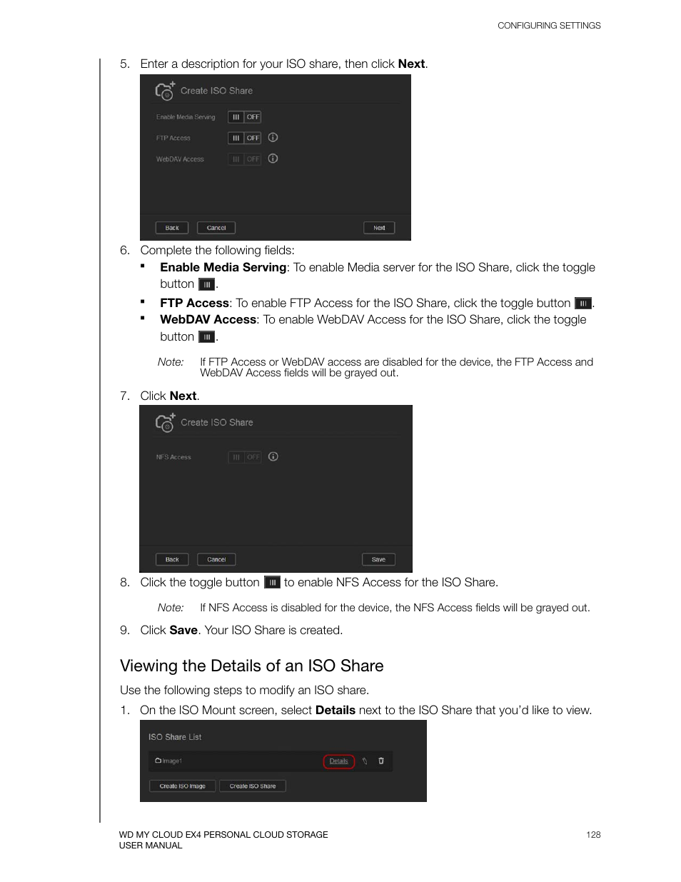 Viewing the details of an iso share | Western Digital My Cloud EX4 User Manual User Manual | Page 133 / 170