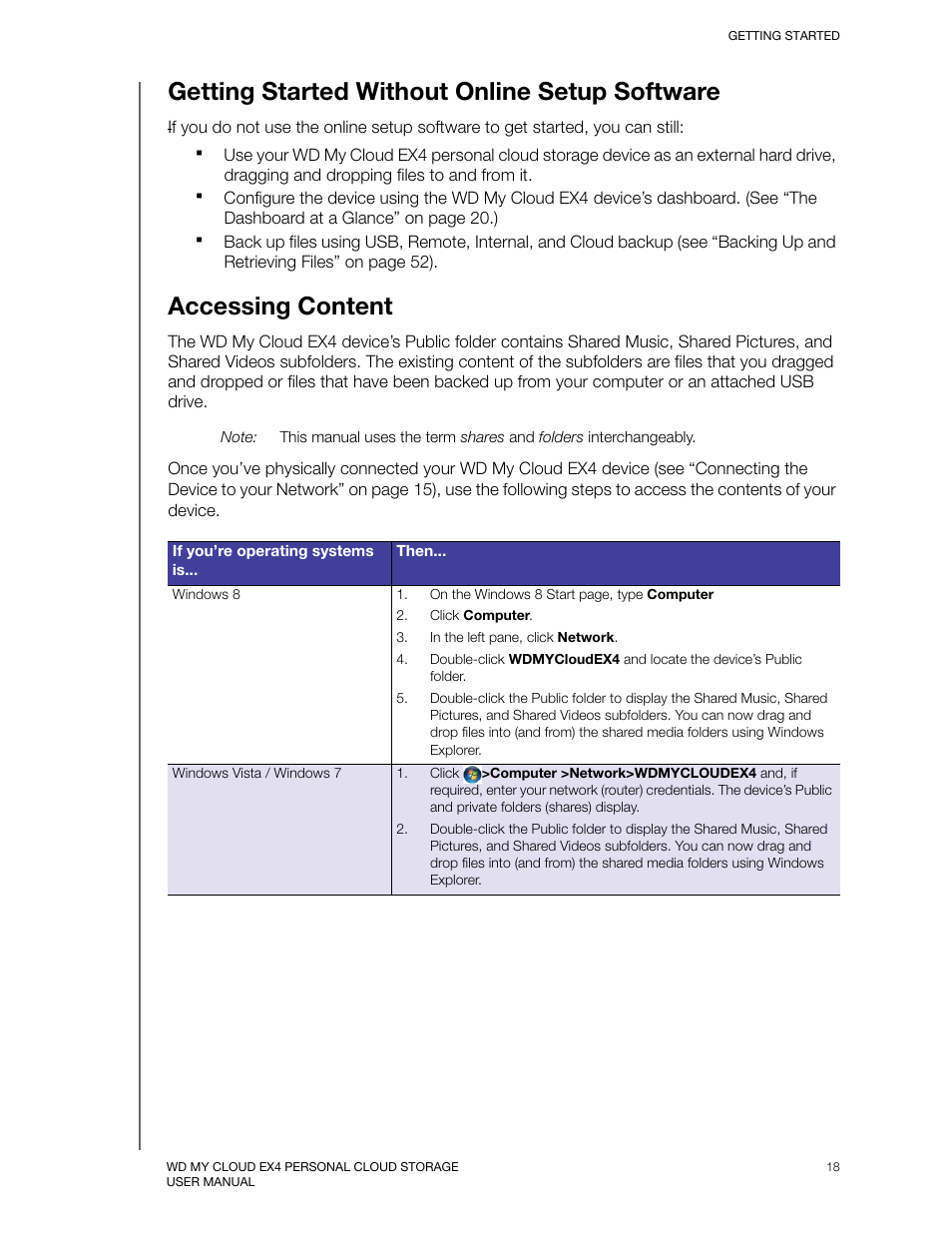 Getting started without online setup software, Accessing content | Western Digital My Cloud EX4 User Manual User Manual | Page 23 / 170