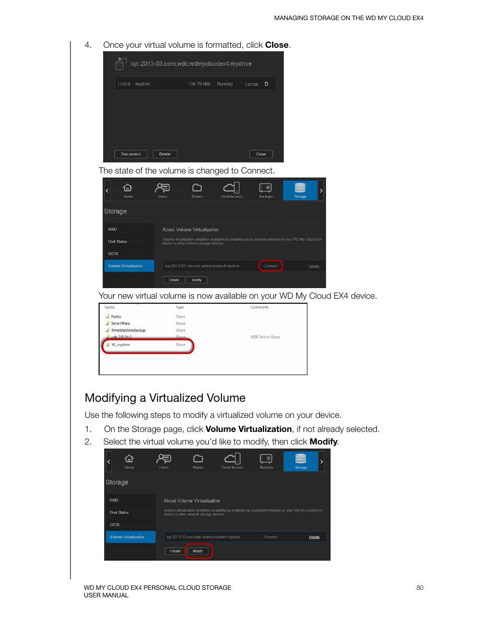 Modifying a virtualized volume | Western Digital My Cloud EX4 User Manual User Manual | Page 85 / 170