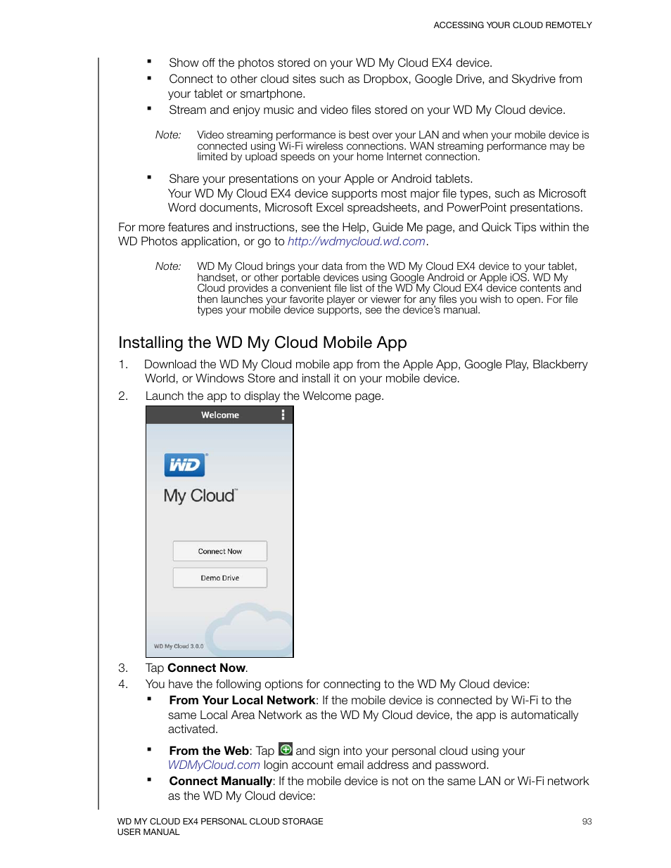 Installing the wd my cloud mobile app | Western Digital My Cloud EX4 User Manual User Manual | Page 98 / 170