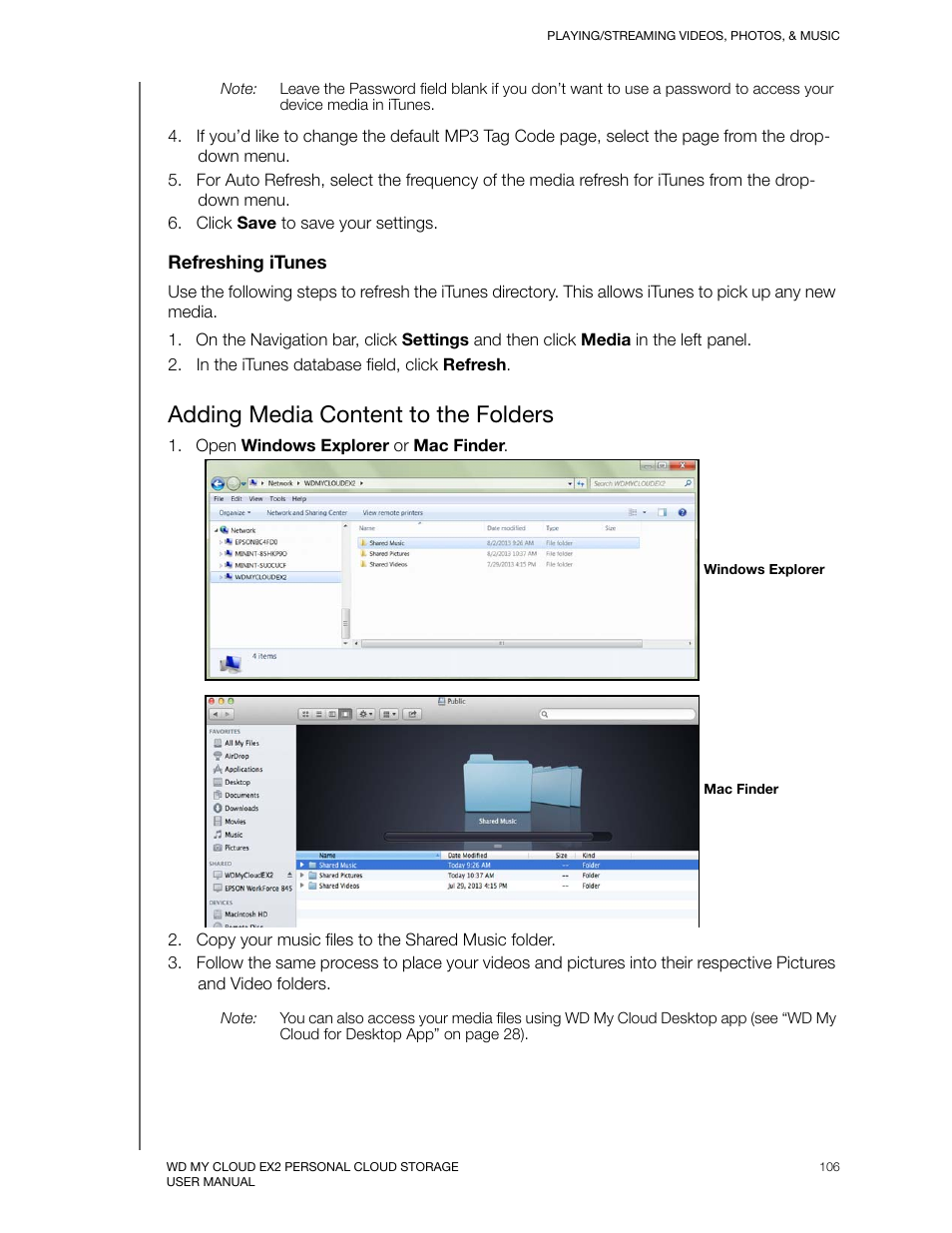 Adding media content to the folders | Western Digital My Cloud EX2 User Manual User Manual | Page 111 / 168