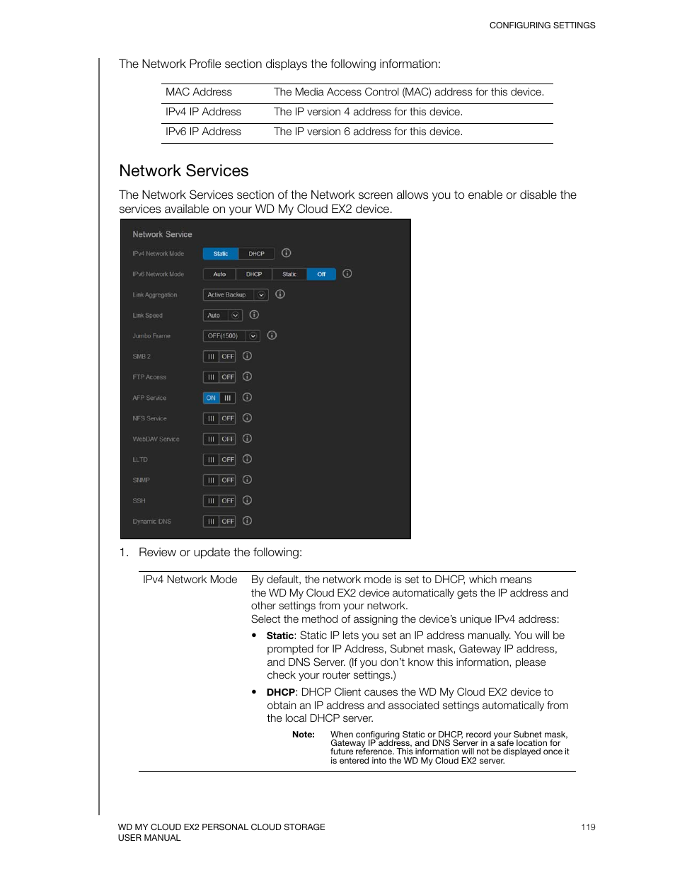 Network services | Western Digital My Cloud EX2 User Manual User Manual | Page 124 / 168