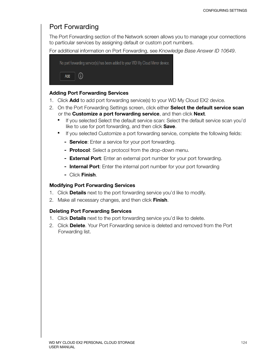 Port forwarding | Western Digital My Cloud EX2 User Manual User Manual | Page 129 / 168
