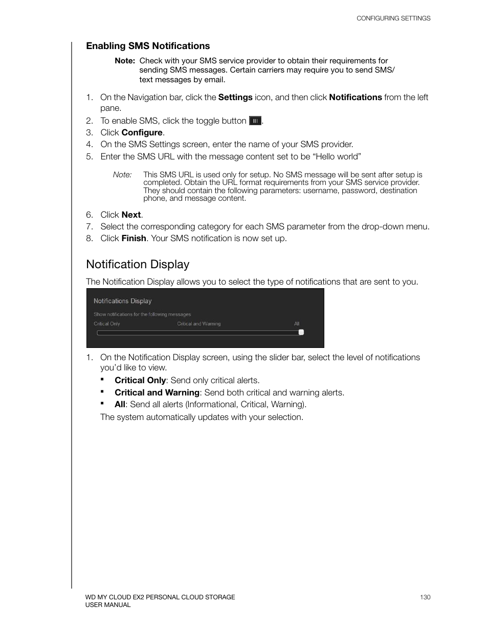 Notification display | Western Digital My Cloud EX2 User Manual User Manual | Page 135 / 168