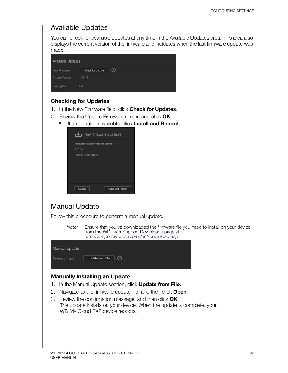 Available updates, Manual update | Western Digital My Cloud EX2 User Manual User Manual | Page 137 / 168