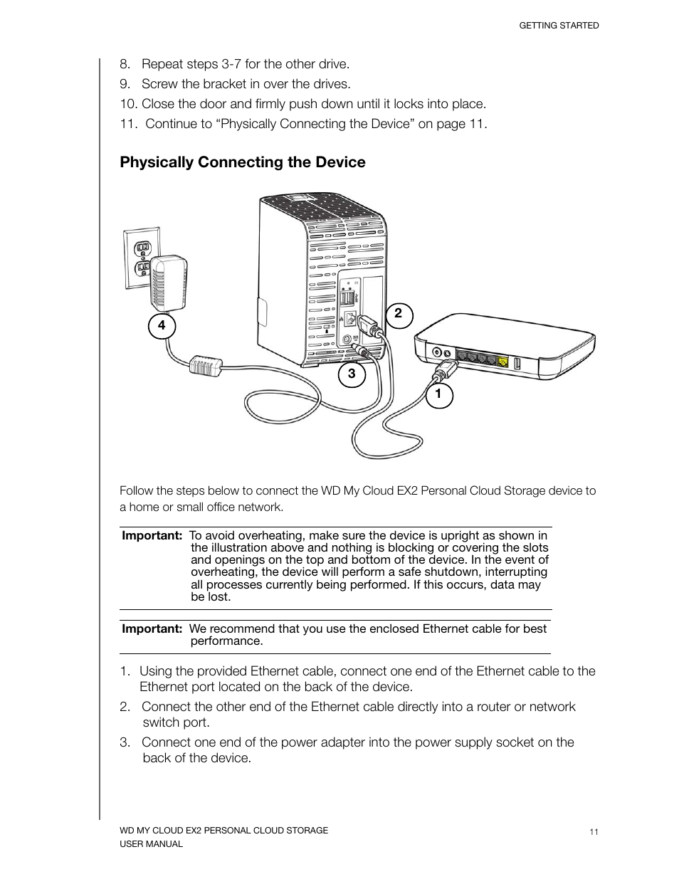 Physically connecting the device | Western Digital My Cloud EX2 User Manual User Manual | Page 16 / 168