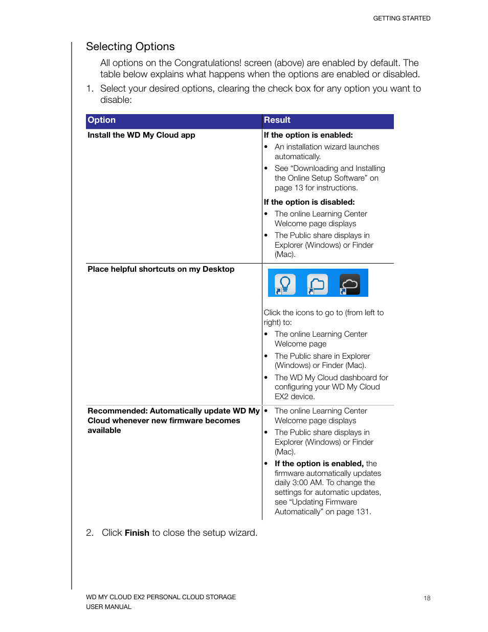 Selecting options | Western Digital My Cloud EX2 User Manual User Manual | Page 23 / 168