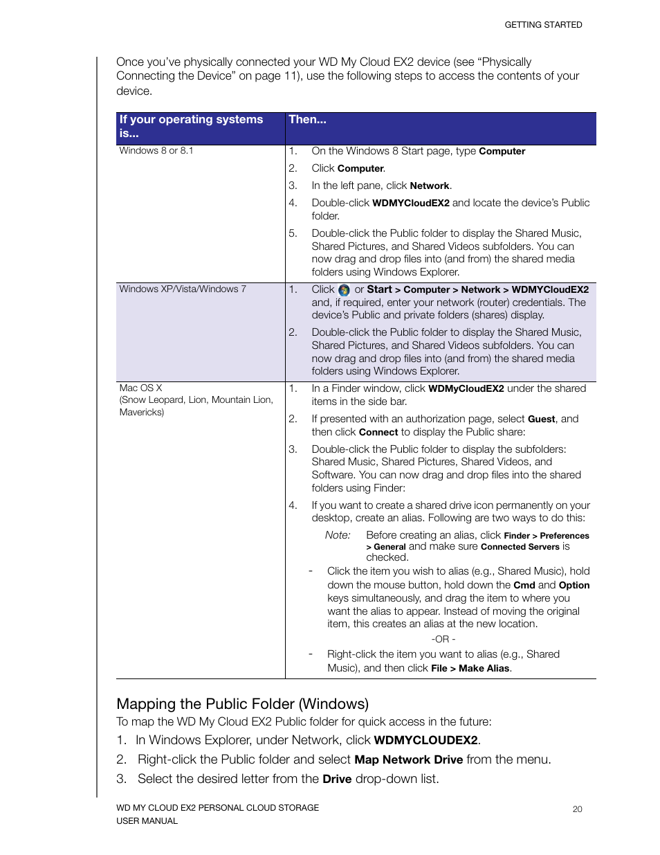 Mapping the public folder (windows) | Western Digital My Cloud EX2 User Manual User Manual | Page 25 / 168