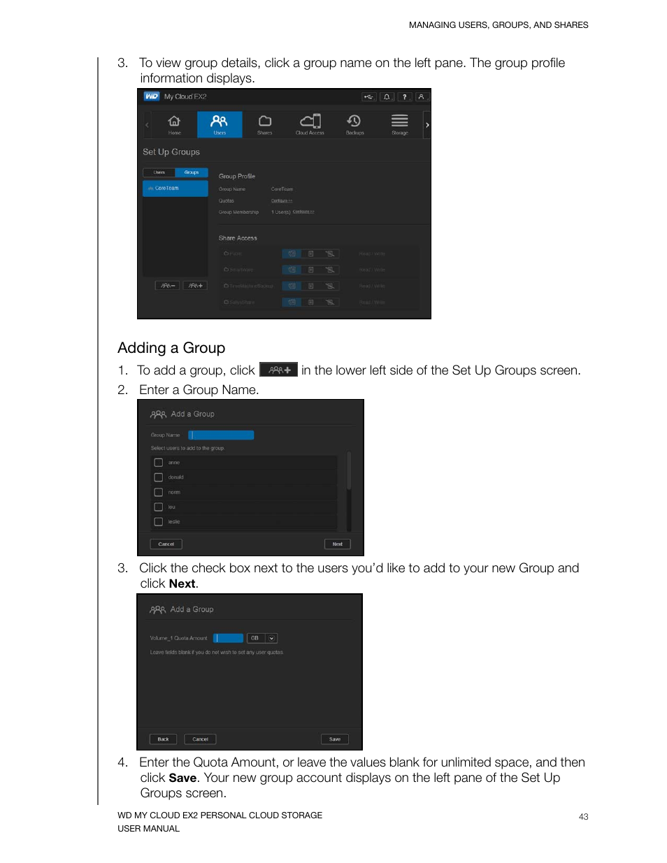 Adding a group | Western Digital My Cloud EX2 User Manual User Manual | Page 48 / 168