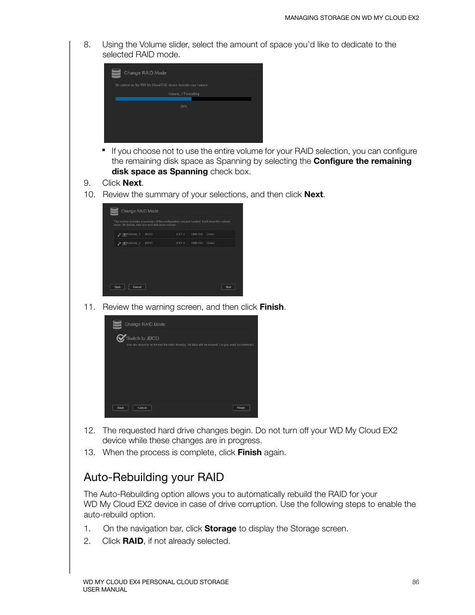 Auto-rebuilding your raid | Western Digital My Cloud EX2 User Manual User Manual | Page 91 / 168