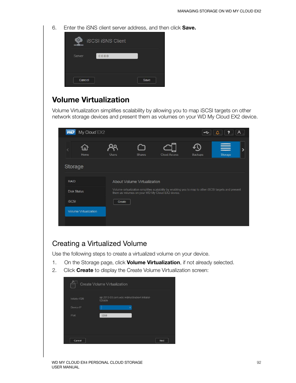 Volume virtualization, Creating a virtualized volume | Western Digital My Cloud EX2 User Manual User Manual | Page 97 / 168