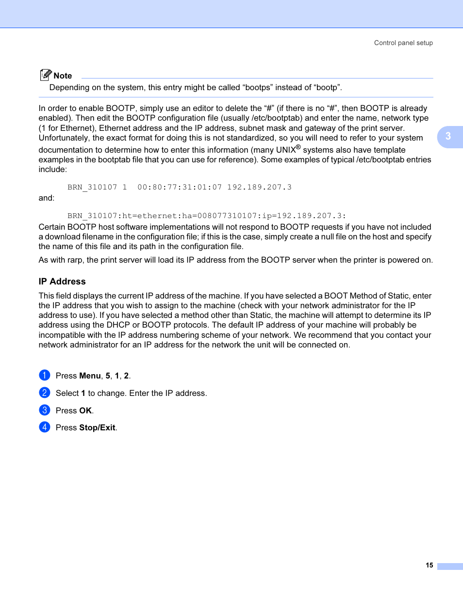Ip address | Brother SHB6102 User Manual | Page 19 / 34