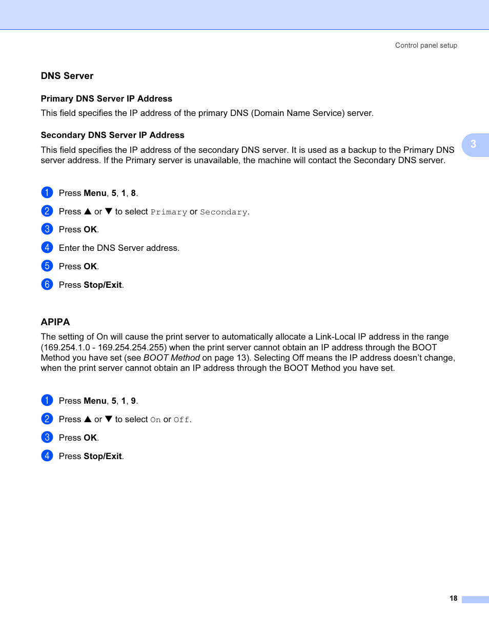 Dns server, Apipa | Brother SHB6102 User Manual | Page 22 / 34