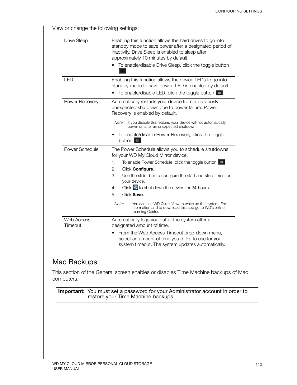 Mac backups | Western Digital My Cloud Mirror User Manual User Manual | Page 115 / 166