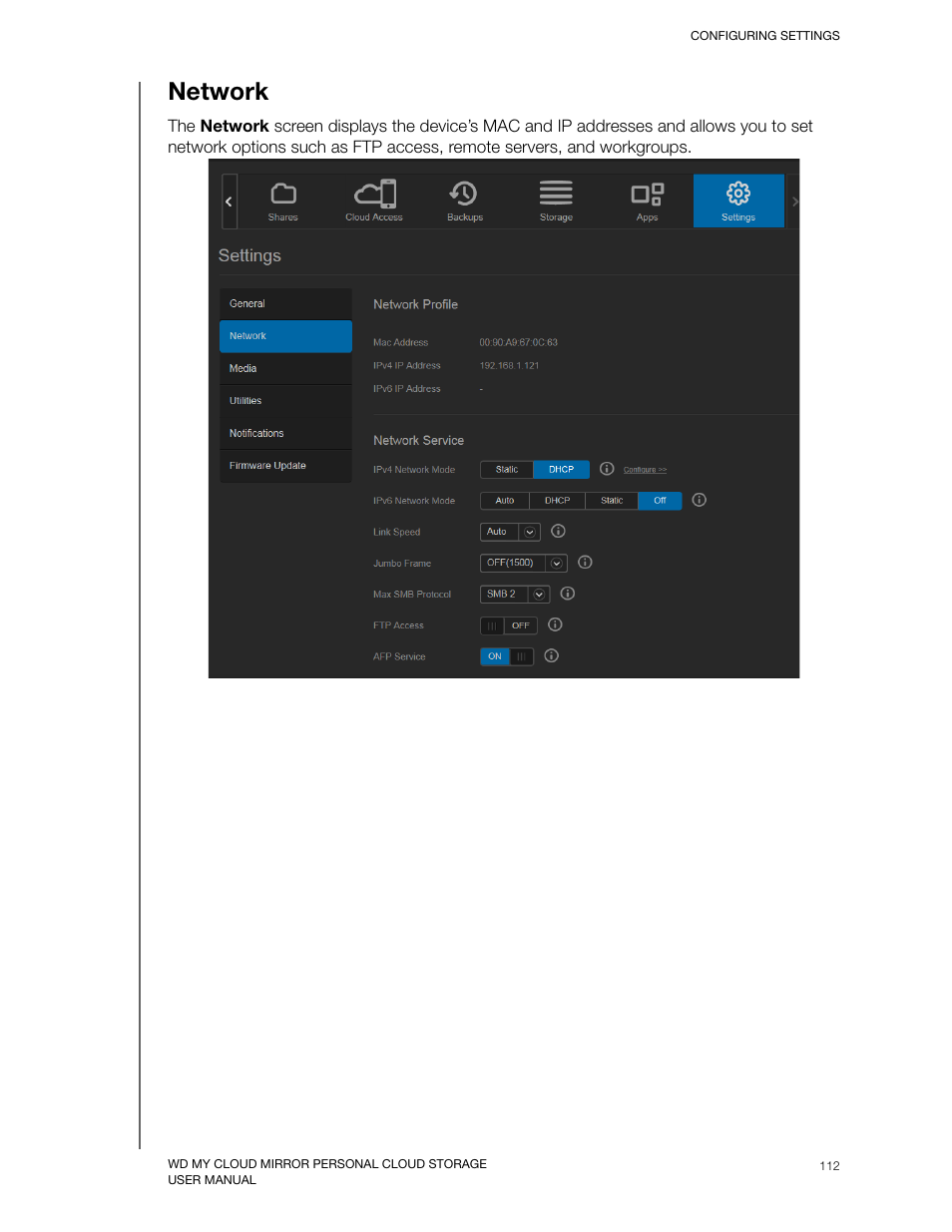 Network | Western Digital My Cloud Mirror User Manual User Manual | Page 117 / 166