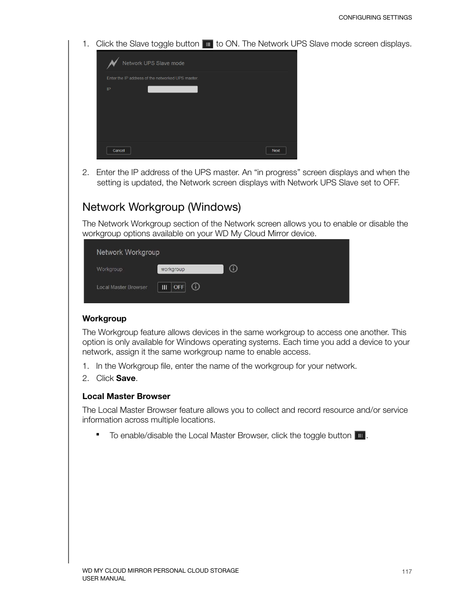 Network workgroup (windows) | Western Digital My Cloud Mirror User Manual User Manual | Page 122 / 166