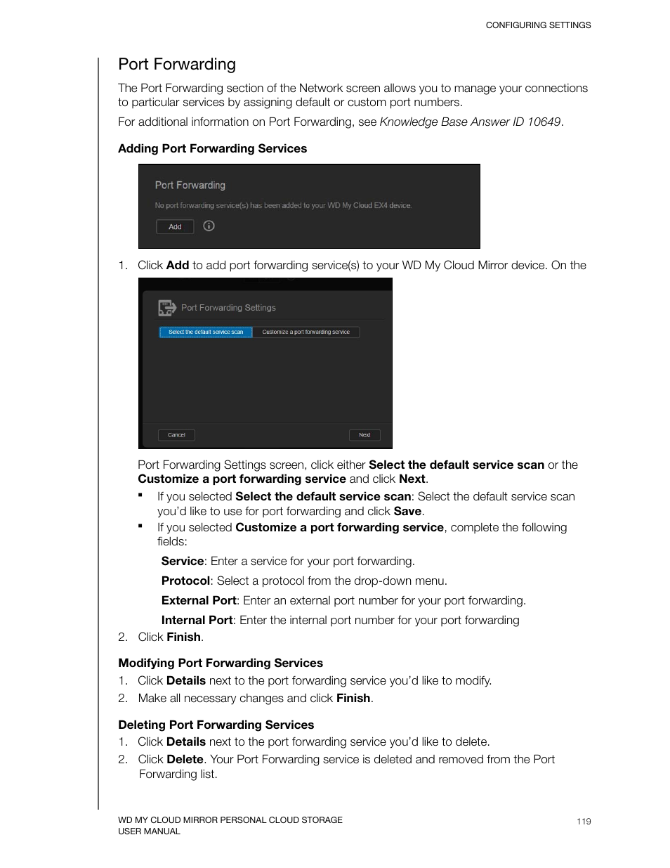 Port forwarding | Western Digital My Cloud Mirror User Manual User Manual | Page 124 / 166