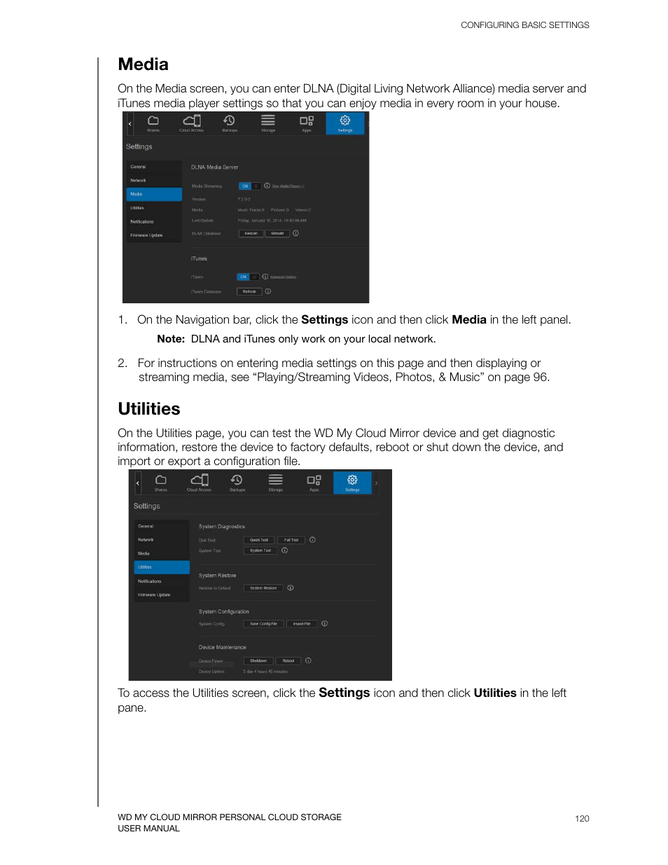 Media, Utilities, Media utilities | Western Digital My Cloud Mirror User Manual User Manual | Page 125 / 166