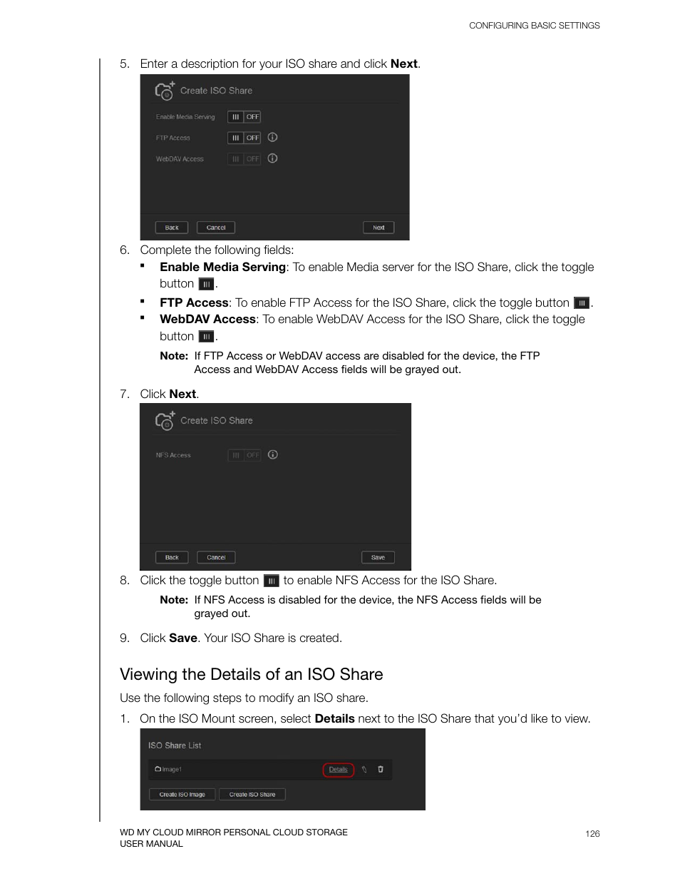 Viewing the details of an iso share | Western Digital My Cloud Mirror User Manual User Manual | Page 131 / 166