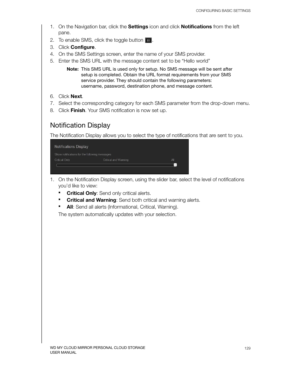 Notification display | Western Digital My Cloud Mirror User Manual User Manual | Page 134 / 166