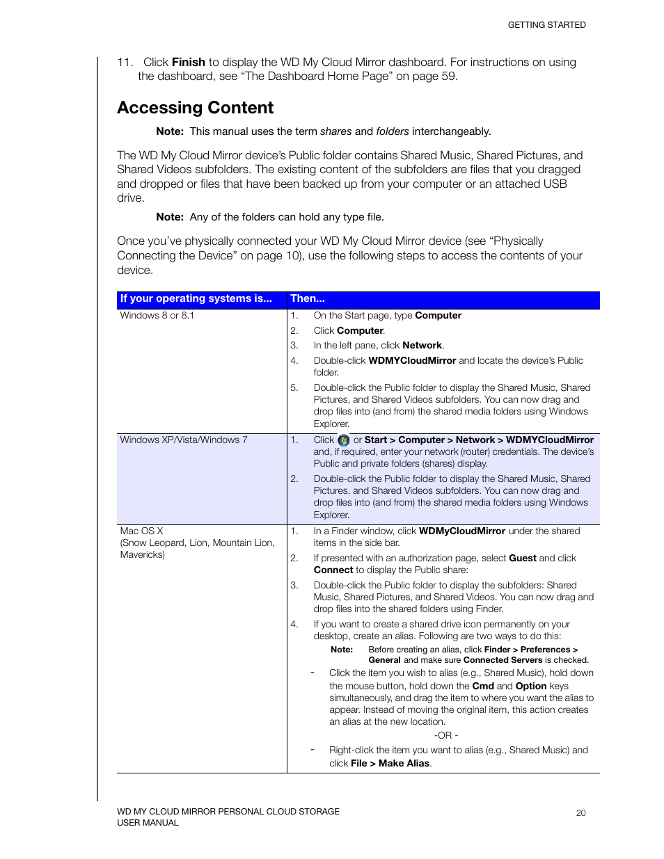 Accessing content | Western Digital My Cloud Mirror User Manual User Manual | Page 25 / 166