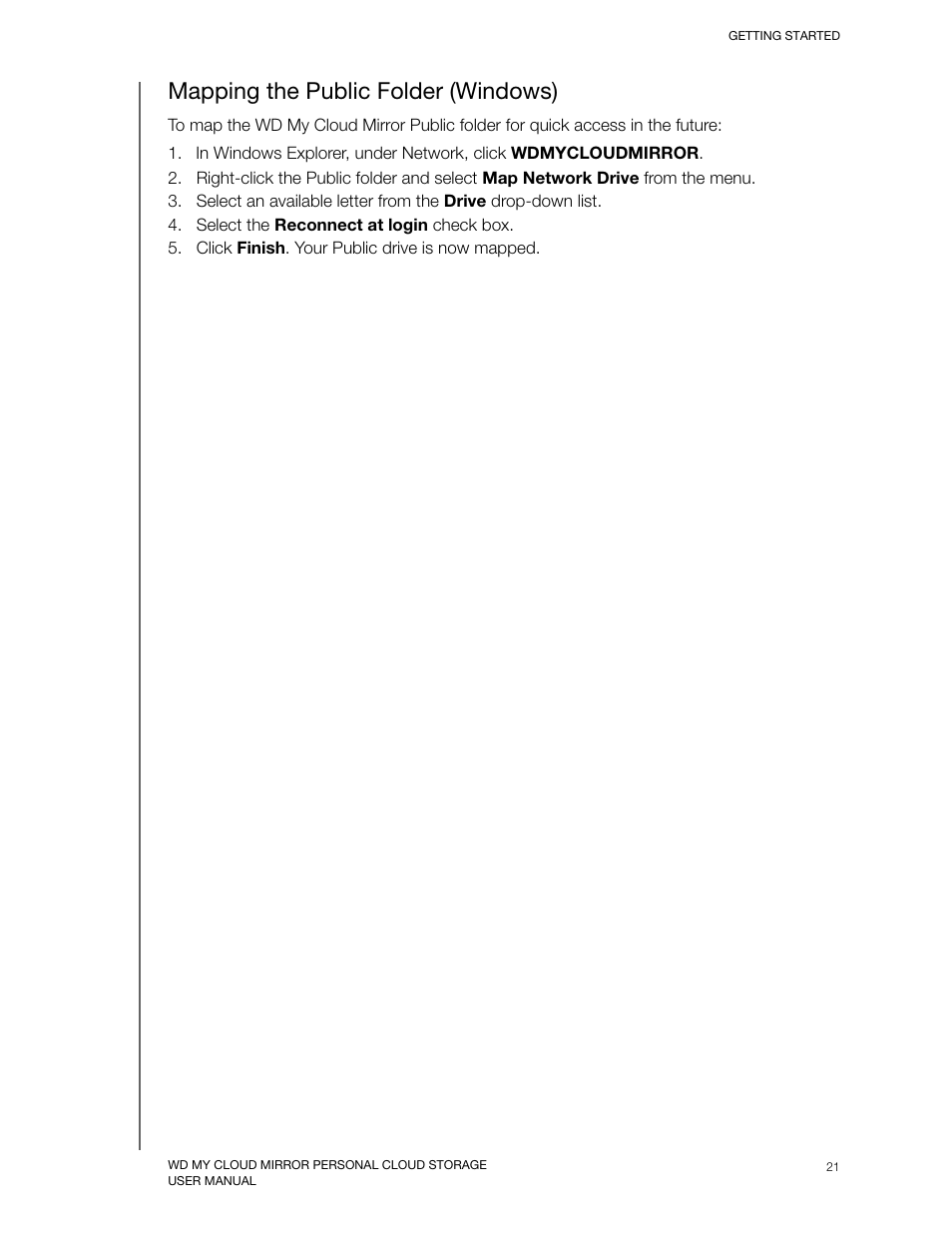 Mapping the public folder (windows) | Western Digital My Cloud Mirror User Manual User Manual | Page 26 / 166