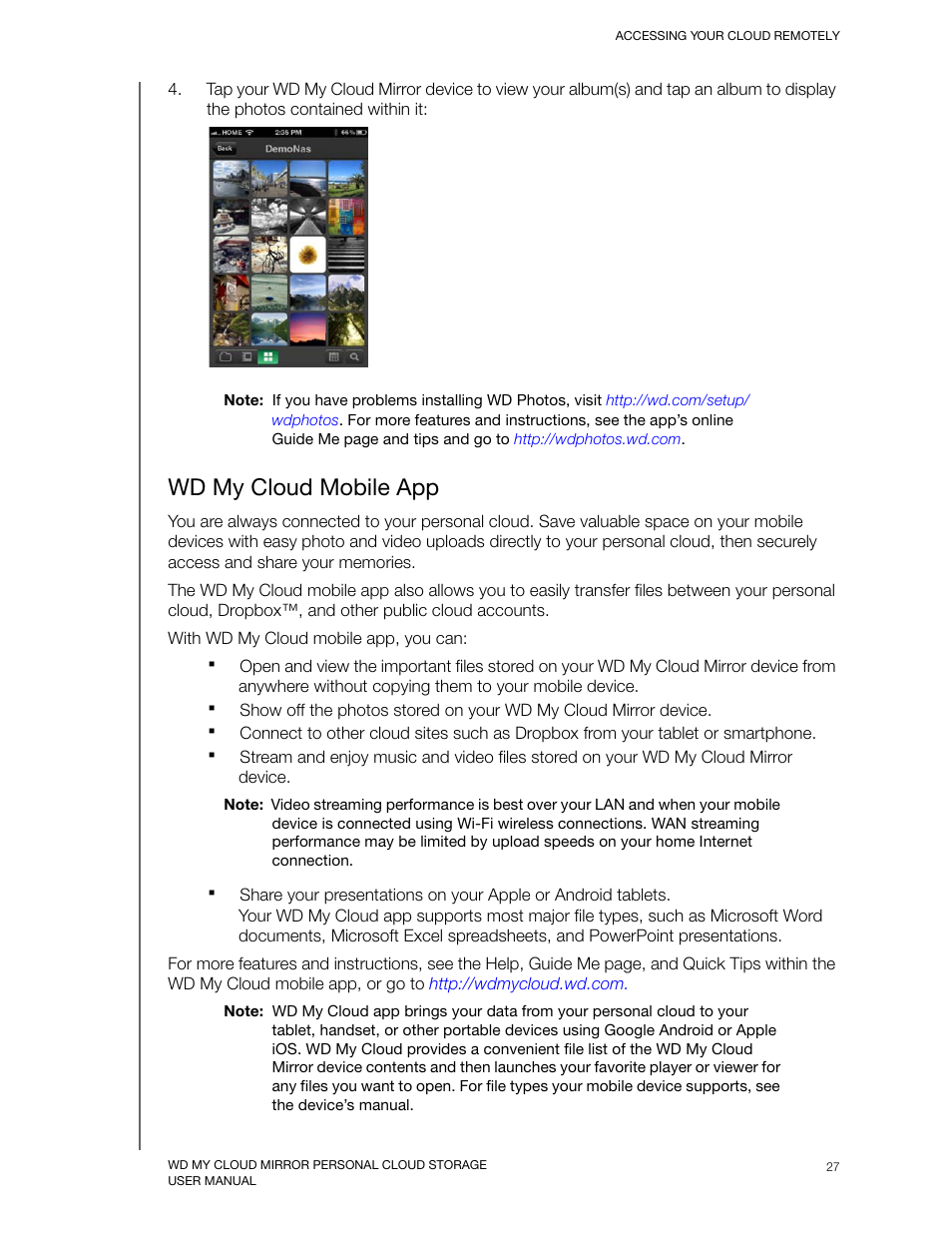 Wd my cloud mobile app | Western Digital My Cloud Mirror User Manual User Manual | Page 32 / 166