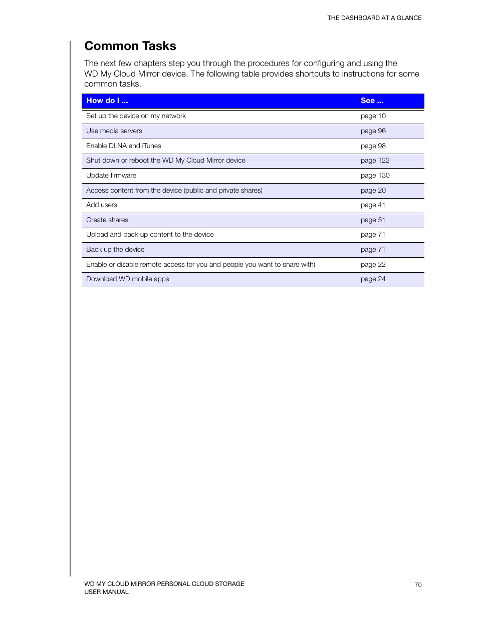 Common tasks | Western Digital My Cloud Mirror User Manual User Manual | Page 75 / 166
