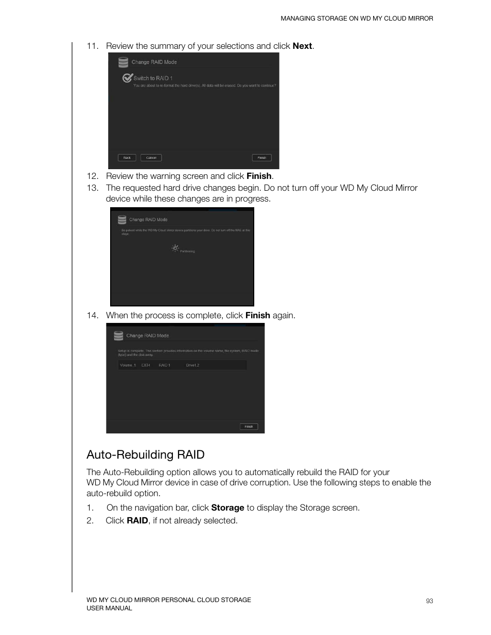 Auto-rebuilding raid | Western Digital My Cloud Mirror User Manual User Manual | Page 98 / 166