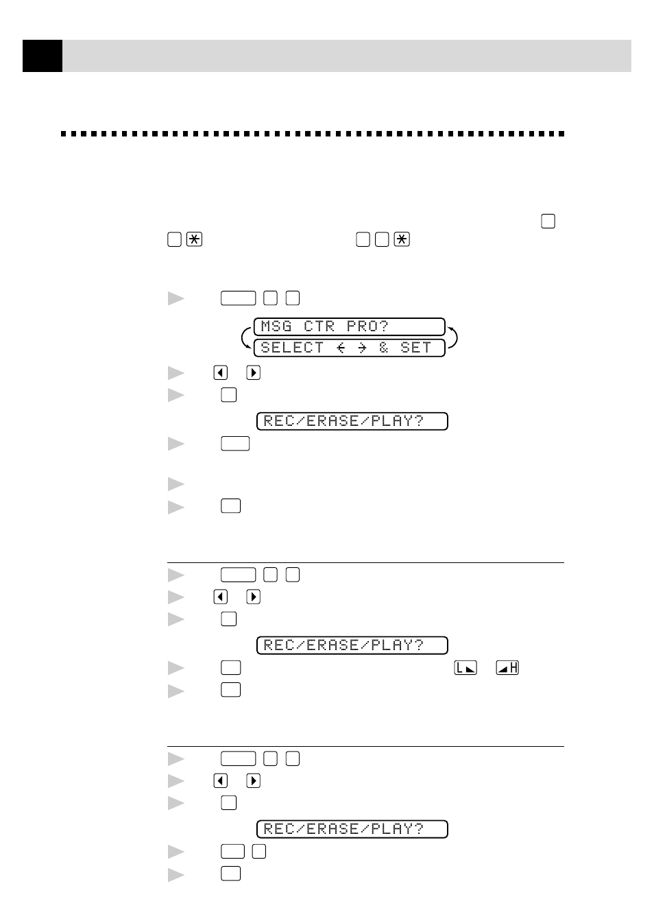 Recording first level ogm, Playing first level ogm, Erasing first level ogm | Playing first level ogm erasing first level ogm | Brother FAX 870MC User Manual | Page 110 / 165