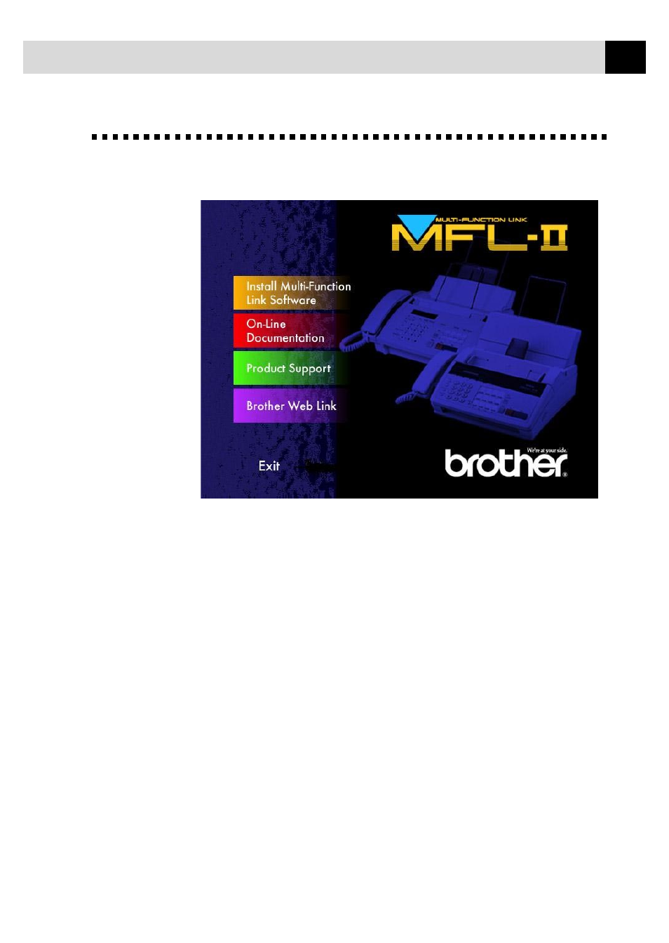 Available options, Install multi-function link software, On-line documentation | Product support, Brother web link | Brother FAX 870MC User Manual | Page 137 / 165