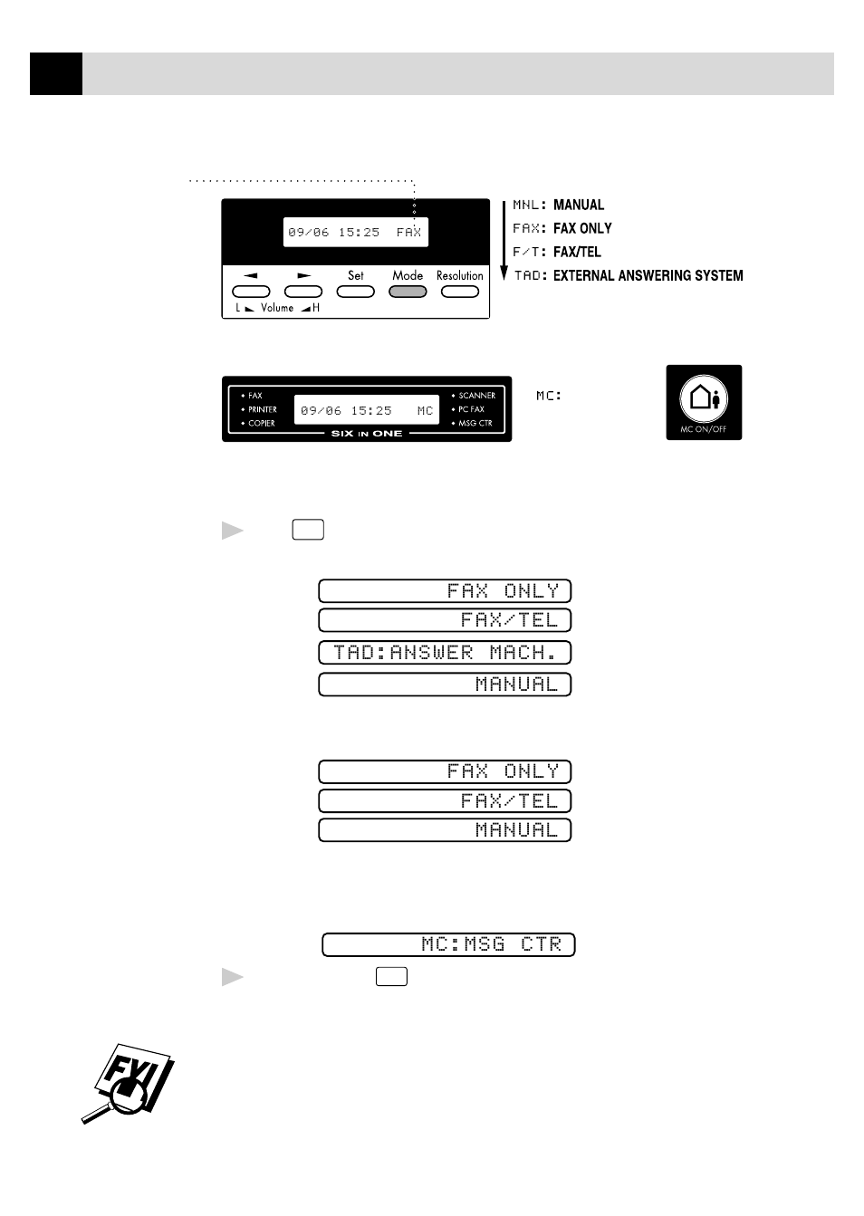 To select or change your answer mode | Brother FAX 870MC User Manual | Page 44 / 165