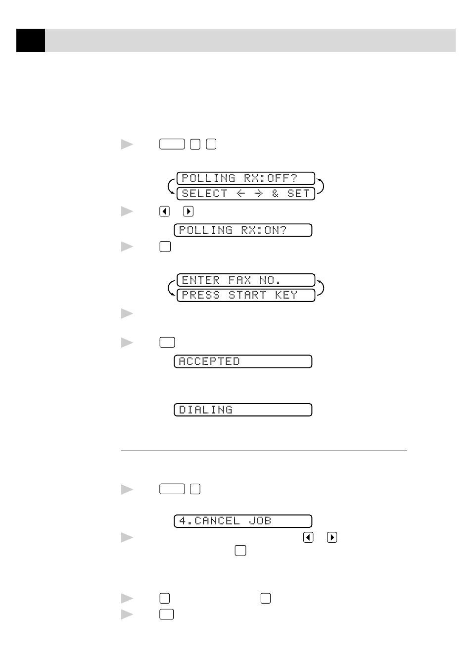 Setting up sequential polling receive, Canceling a scheduled job | Brother FAX 870MC User Manual | Page 52 / 165