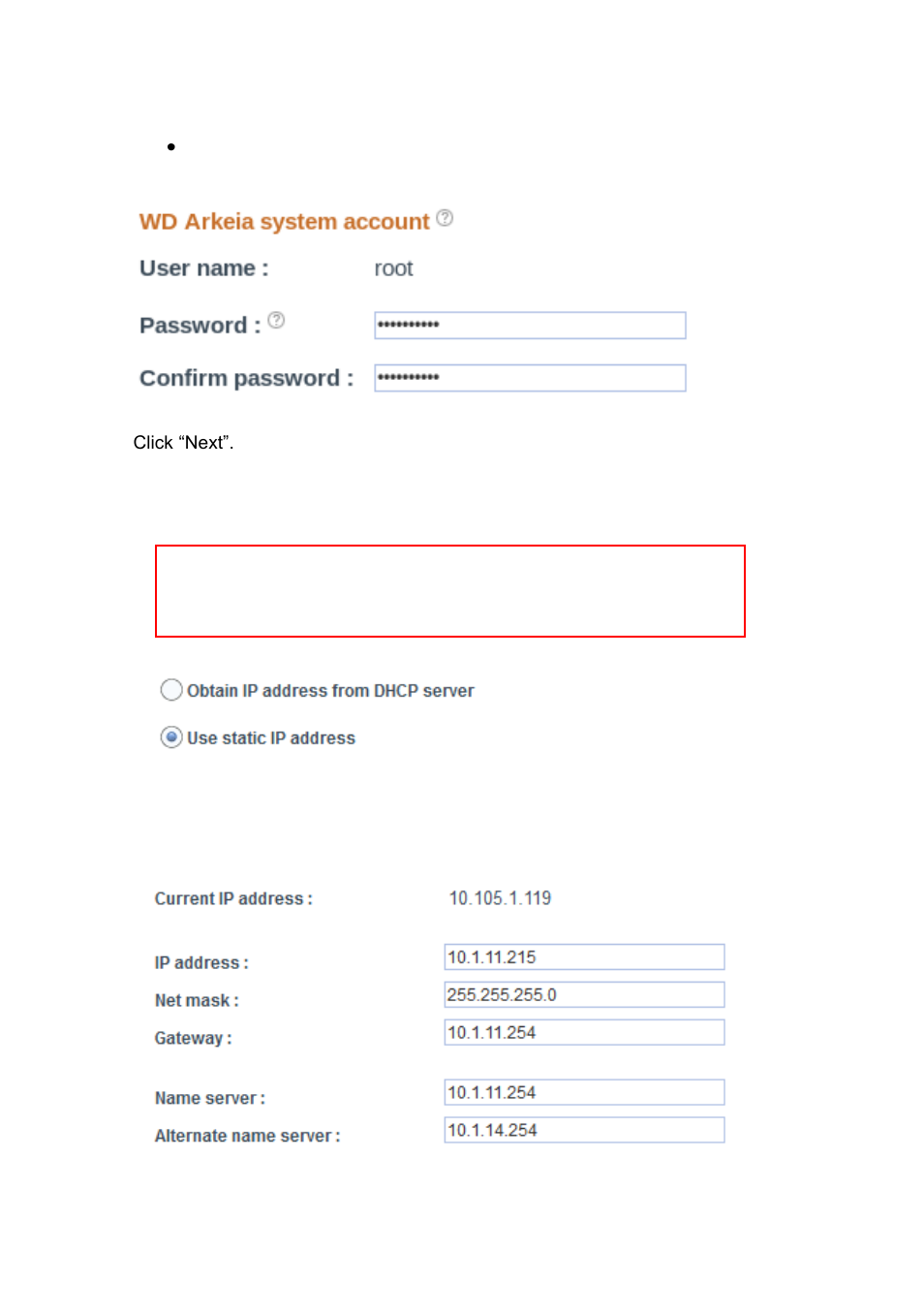 4 step 4: network | Western Digital WD Arkeia RAx300T Installation and Configuration Guide User Manual | Page 13 / 33