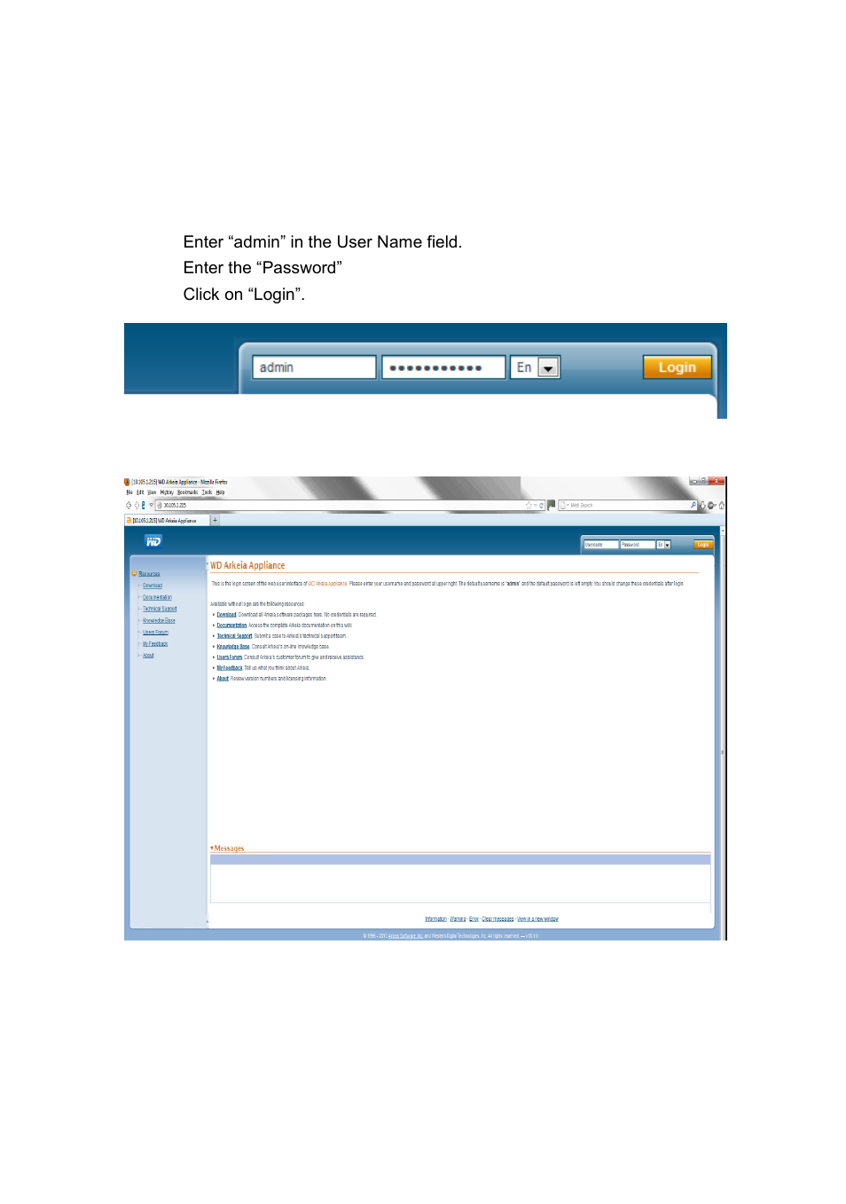 Web user interface | Western Digital WD Arkeia RAx300T Installation and Configuration Guide User Manual | Page 16 / 33
