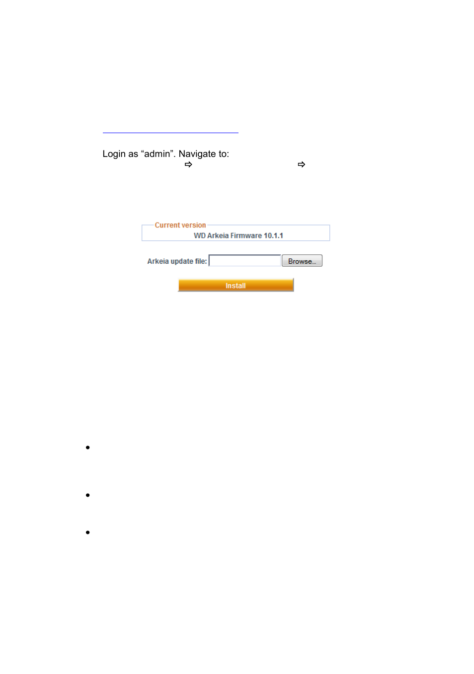 Updating the appliance firmware version, Factory resets, Pdating the appliance firmware version | Actory, Esets | Western Digital WD Arkeia RAx300T Installation and Configuration Guide User Manual | Page 30 / 33