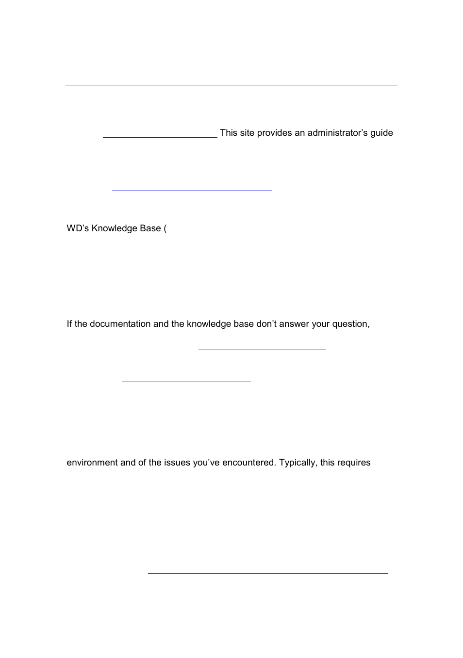 Documentation and support, Wd arkeia documentation, Wd arkeia knowledge base | Contacting wd arkeia technical support, Wd arkeia user forum, Rkeia, Ocumentation, Nowledge, Ontacting, Echnical | Western Digital WD Arkeia RAx300T Installation and Configuration Guide User Manual | Page 7 / 33