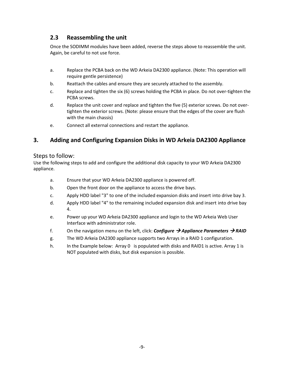 Western Digital WD Arkeia DA2300 Disk Expansion Kit User Manual | Page 9 / 10