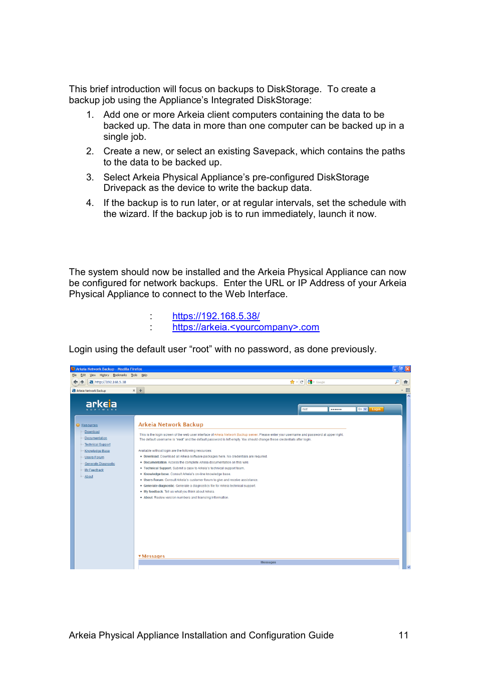 Etting, Eady to, Ackup | Login to the appliance | Western Digital WD Arkeia R620 Installation and Configuration Guide User Manual | Page 17 / 35