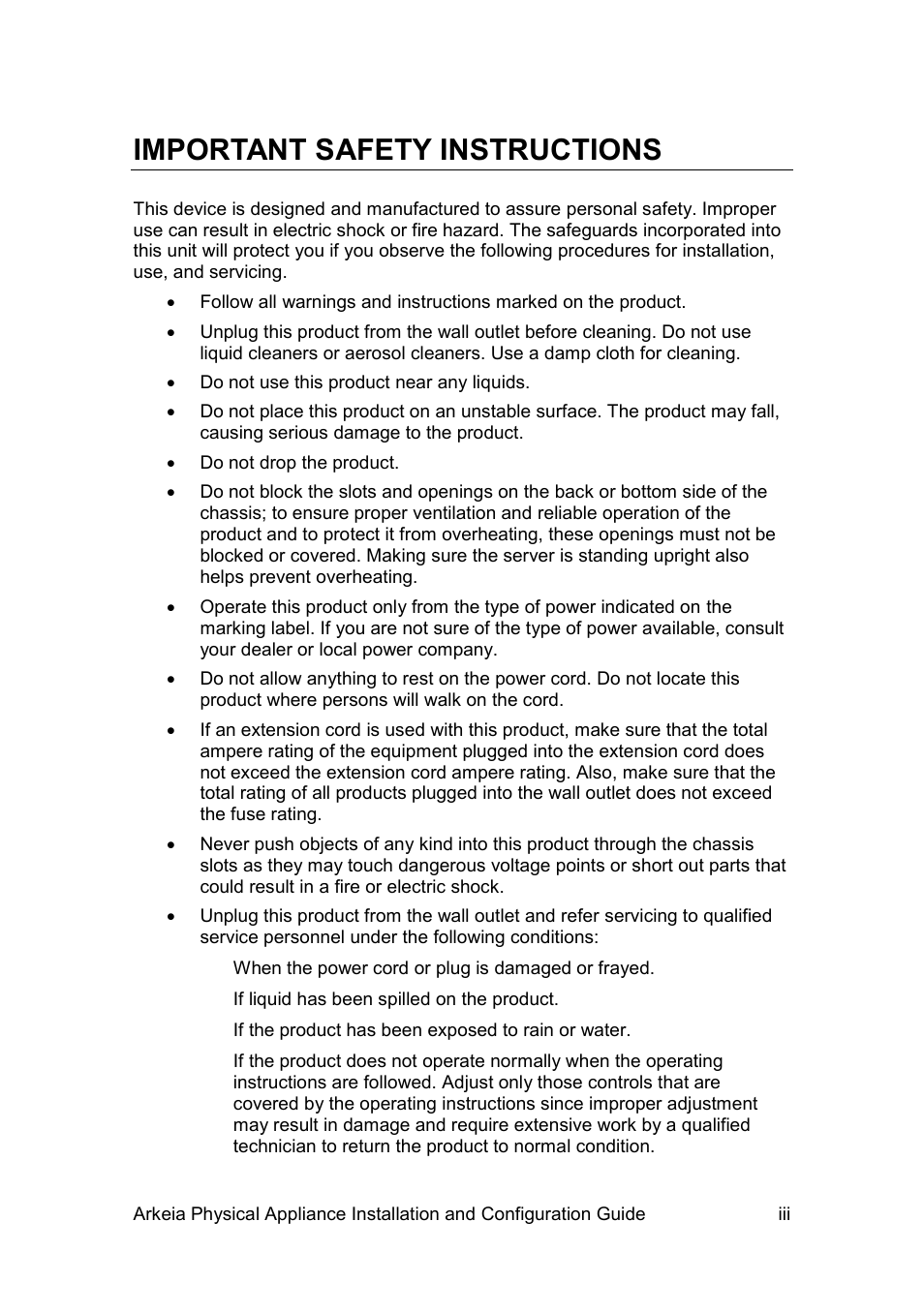 Important safety instructions | Western Digital WD Arkeia R620 Installation and Configuration Guide User Manual | Page 3 / 35