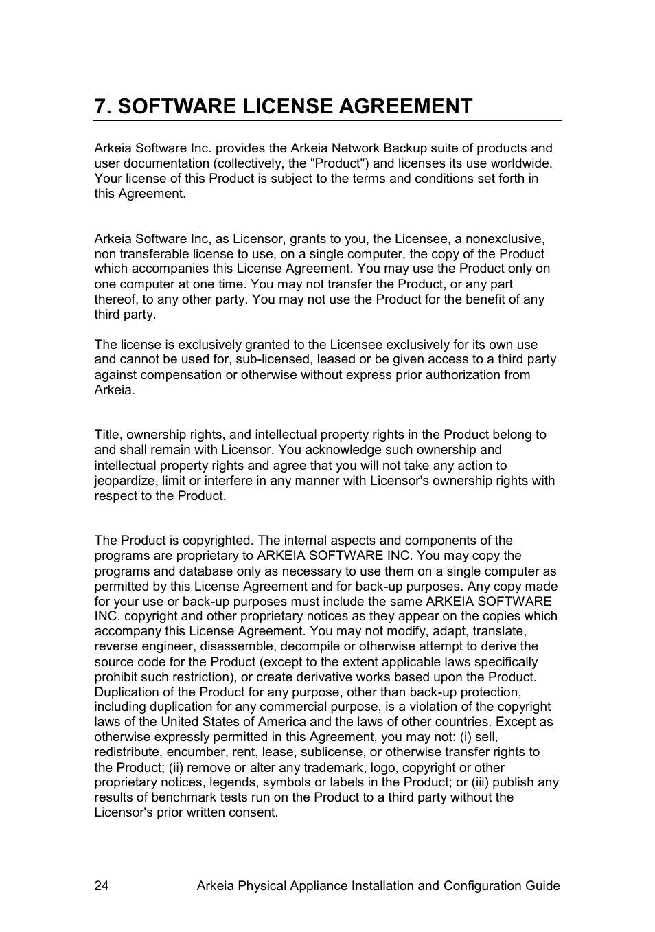Software license agreement | Western Digital WD Arkeia R620 Installation and Configuration Guide User Manual | Page 30 / 35