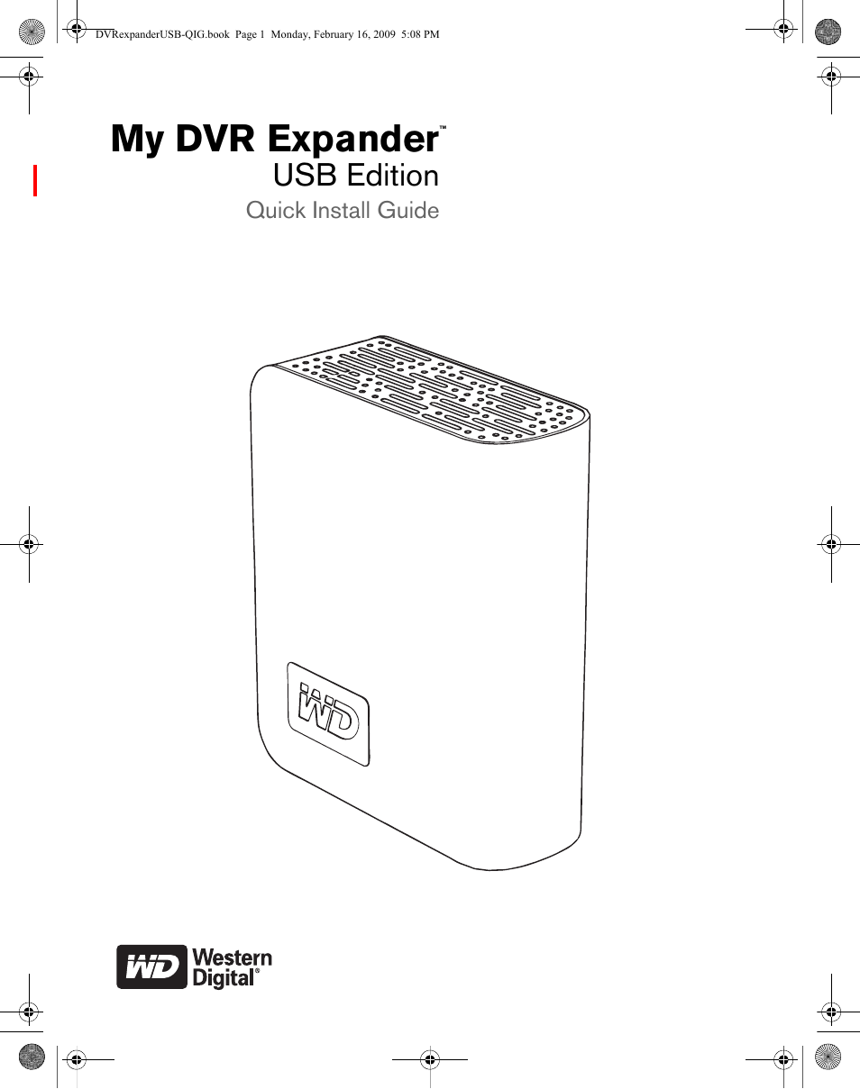 Western Digital My DVR Expander USB Edition Quick Install Guide User Manual | 9 pages