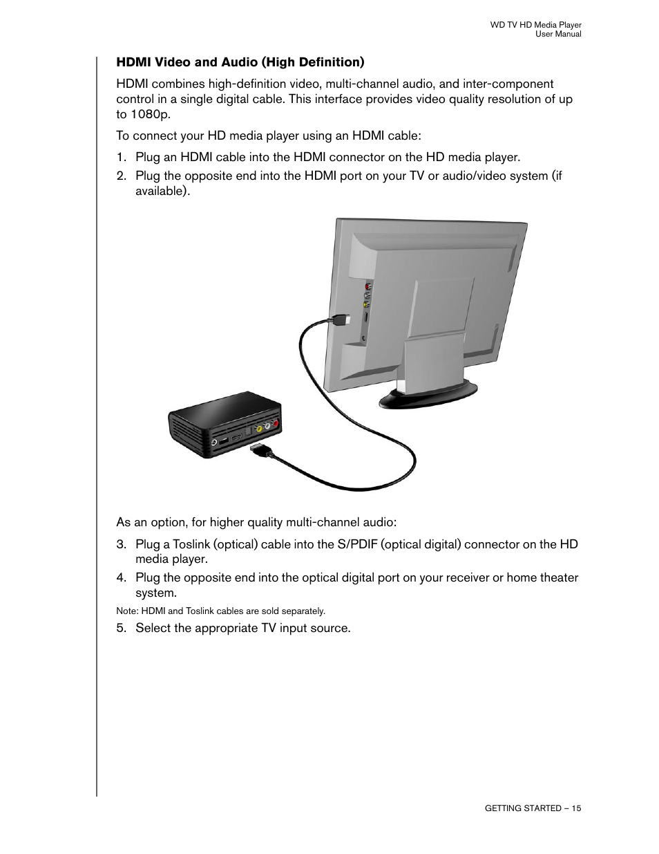 Hdmi video and audio (high definition) | Western Digital WD TV HD Media Player (Gen 2) User Manual User Manual | Page 18 / 92